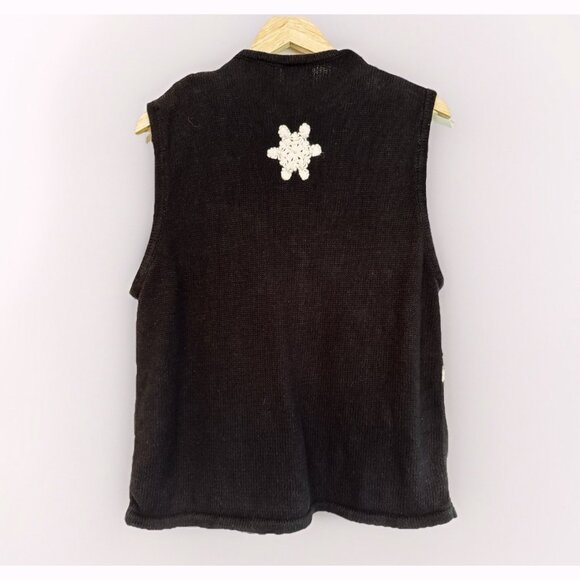 Brooks Brothers Women Ugly Christmas Sweater Vest Sz Large Holiday Snowman Tree - Picture 10 of 10